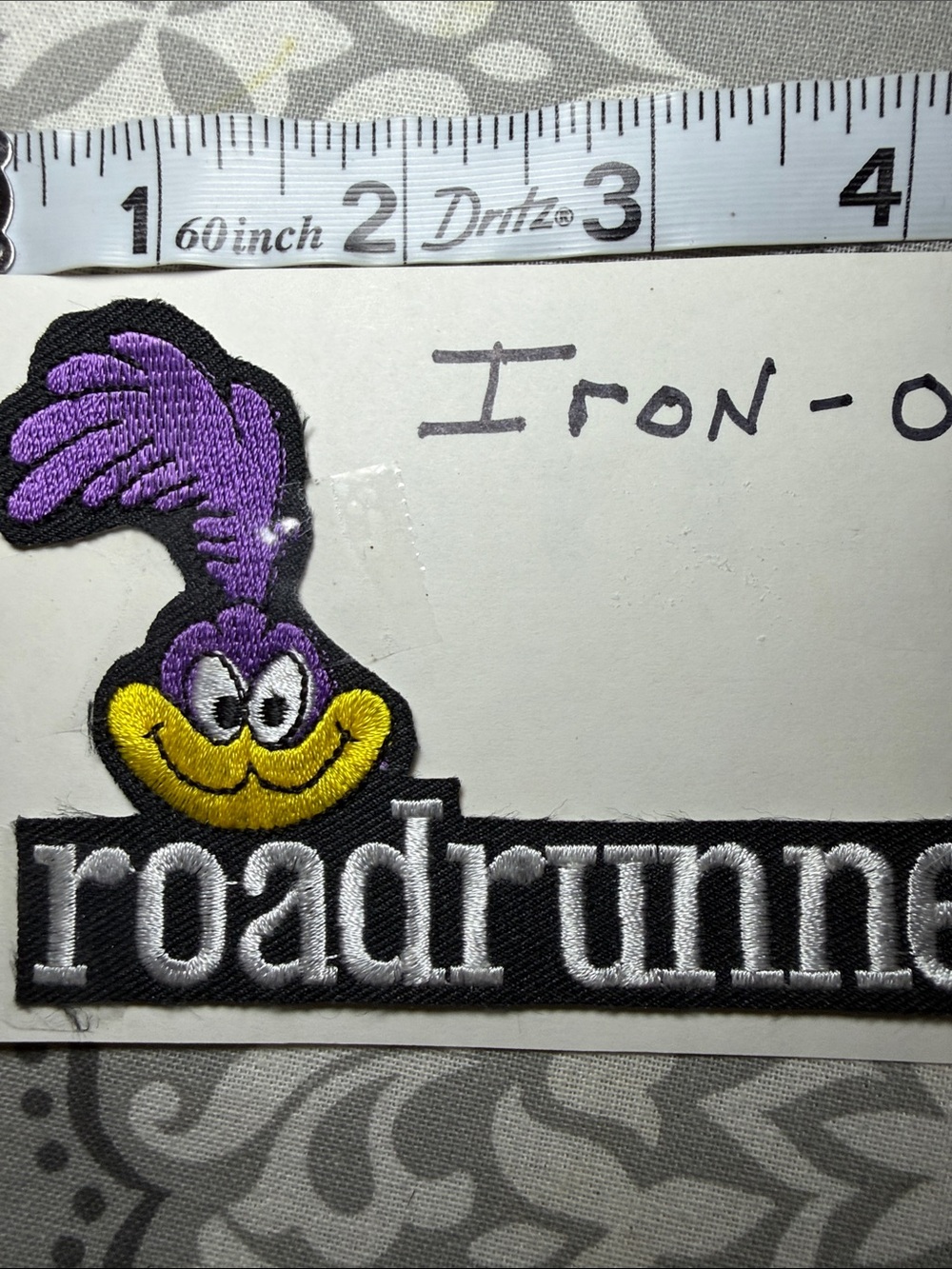 Vintage Roadrunner Embroidered Iron-On Patch Purple Yellow Cartoon NOS - Picture 4 of 4